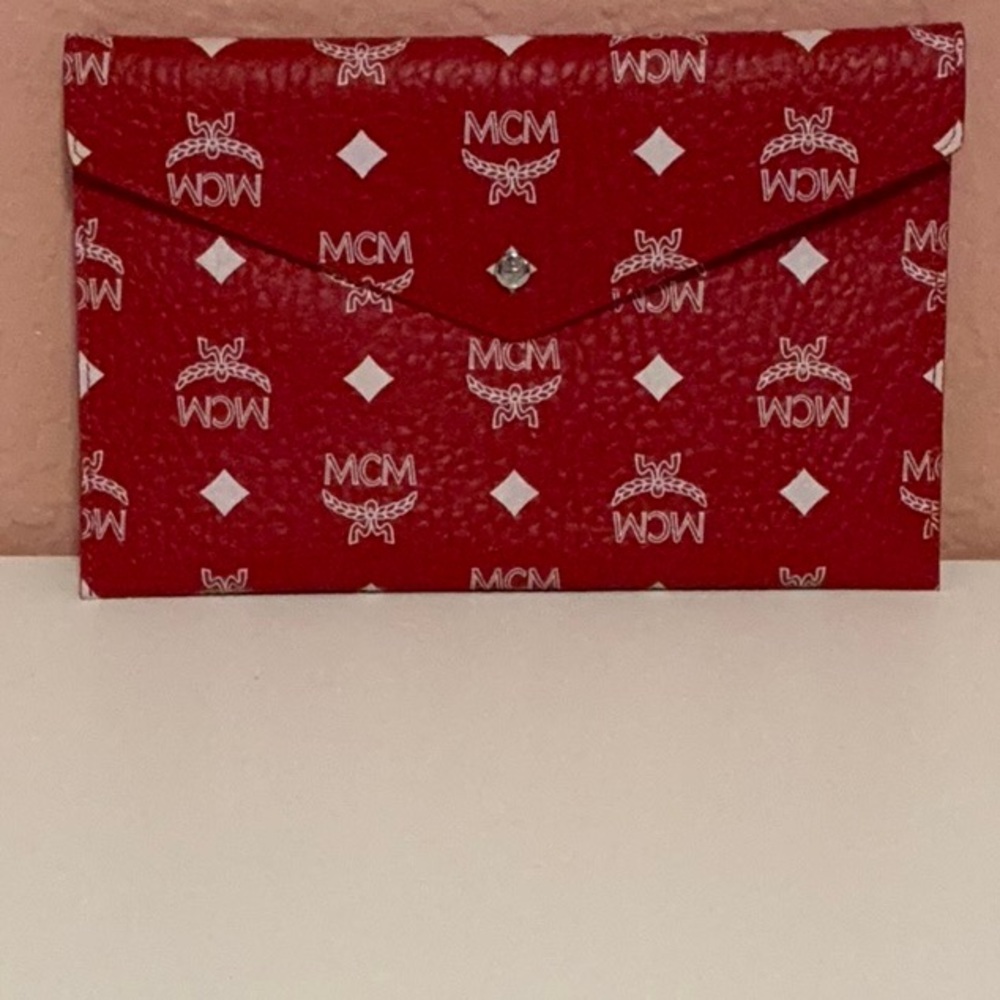 MCM Red Clutch with White Accents